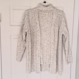 Modern Soul cream flecked office Classic turtleneck Vest cardigan set. Size M.